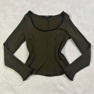 vintage 90s style betsy johnson olive green top